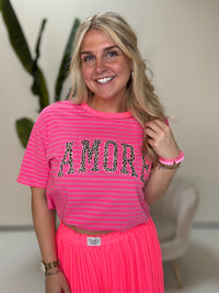 Statement Shirt fuchsia/pink gestreift AMORE Leo