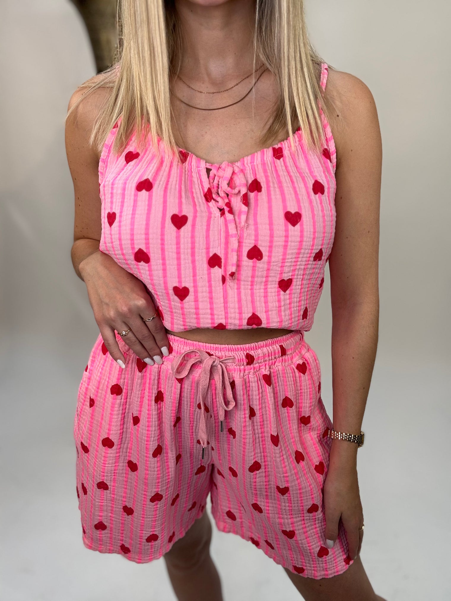 Top rosa HEART ATTACK pink I rote Herzen