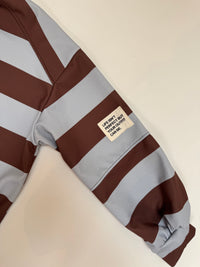 Butterstoff Sweater mit Patch am Ärmel BIG STRIPES hellblau/coffee