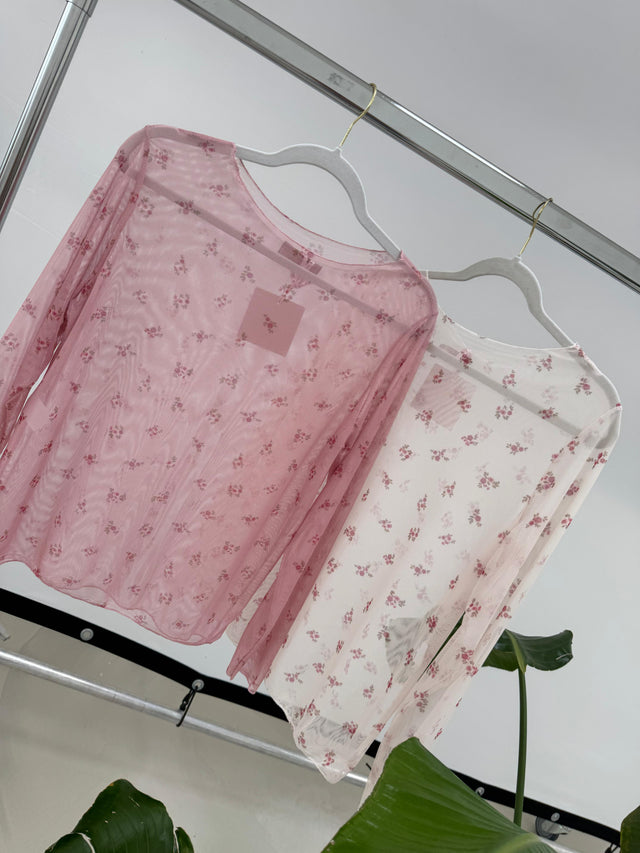 Mesh Langarmshirt LITTLE FLOWERS