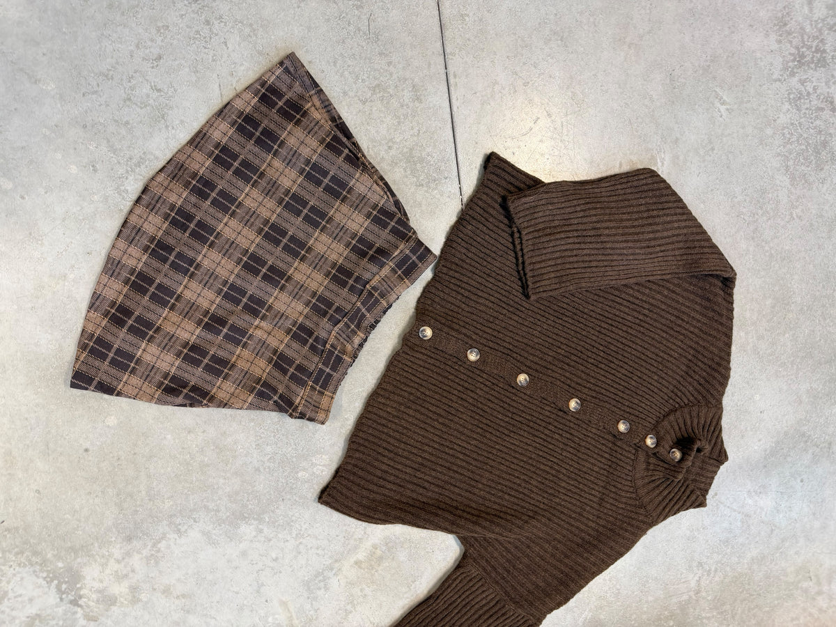 Strickjacke mit Knopfleiste braun
