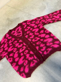 Strickjacke mit Knopfleiste burgundy/pink LEO