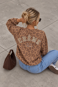 Sweater mit Rückenstickerei CREME DE LA CREME LEO Toffee