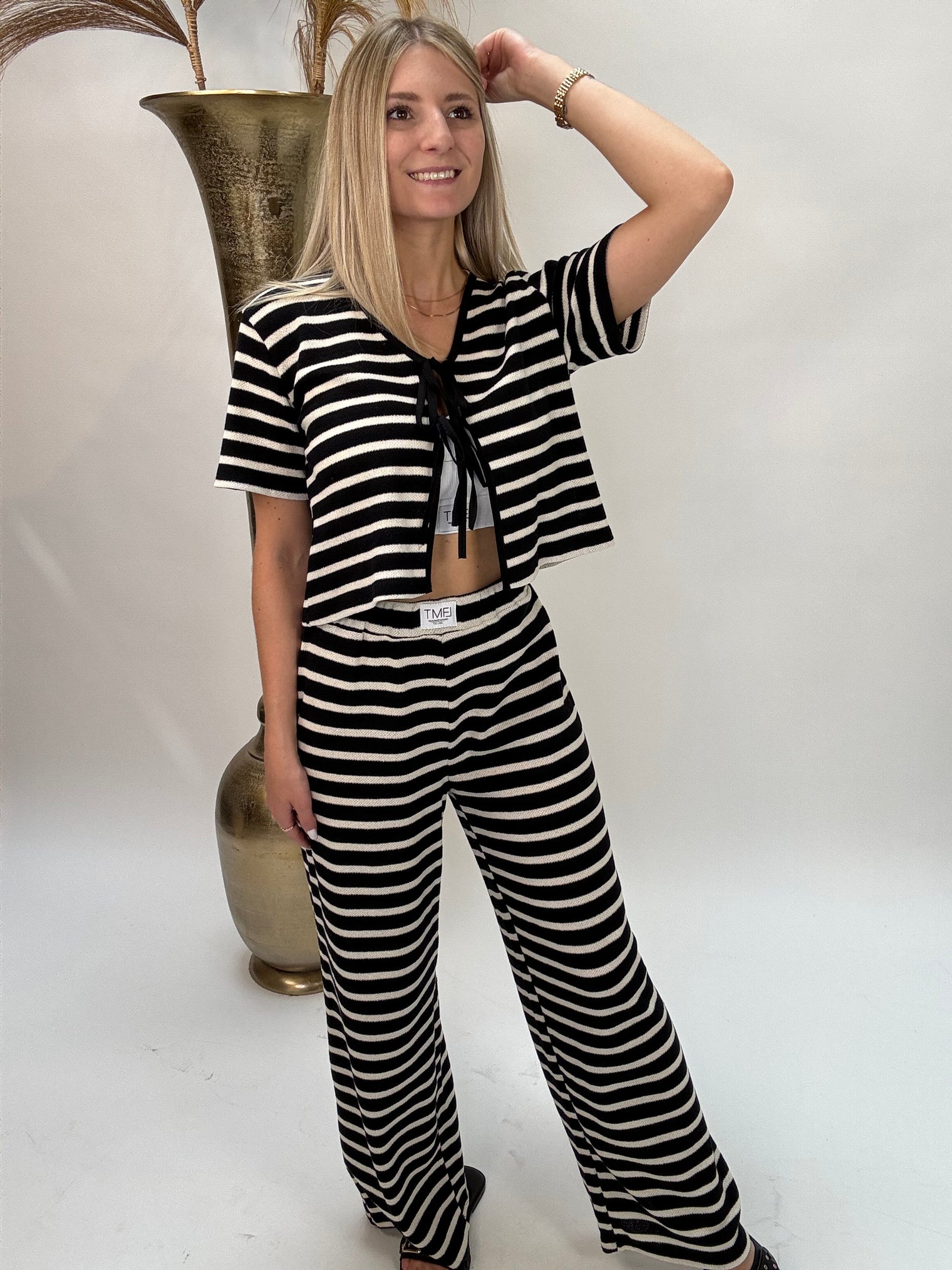 Hose gestreift SCHWARZ/CREME
