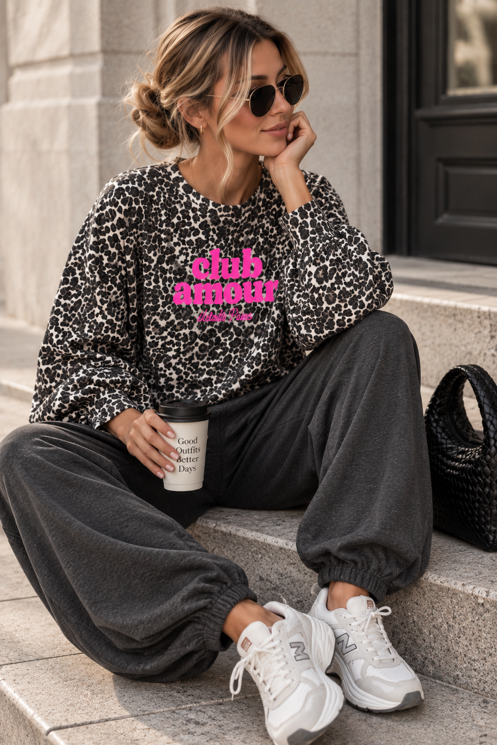 PREMIUM Butterstoff Baumwoll LEO Sweater taupe/creme