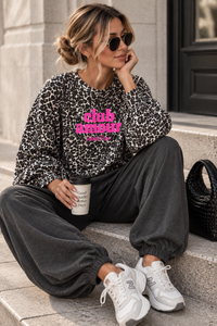 PREMIUM Butterstoff Baumwoll LEO Sweater taupe/creme