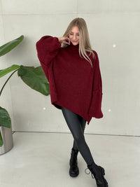 Kuschelweicher OVERSIZE Strickpullover burgundy