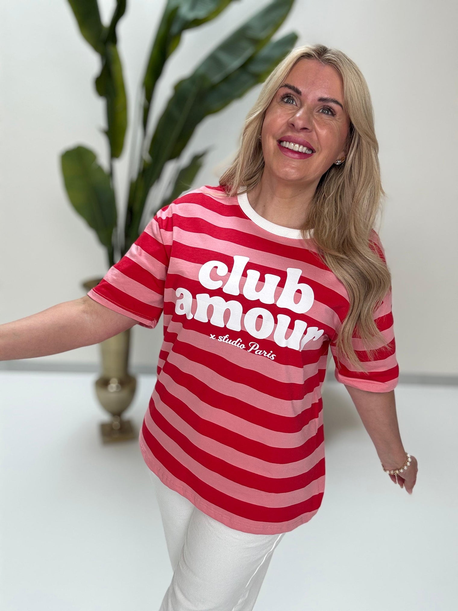 Statement Shirt rosa/rot gestreift CLUB AMOUR