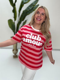 Statement Shirt rosa/rot gestreift CLUB AMOUR