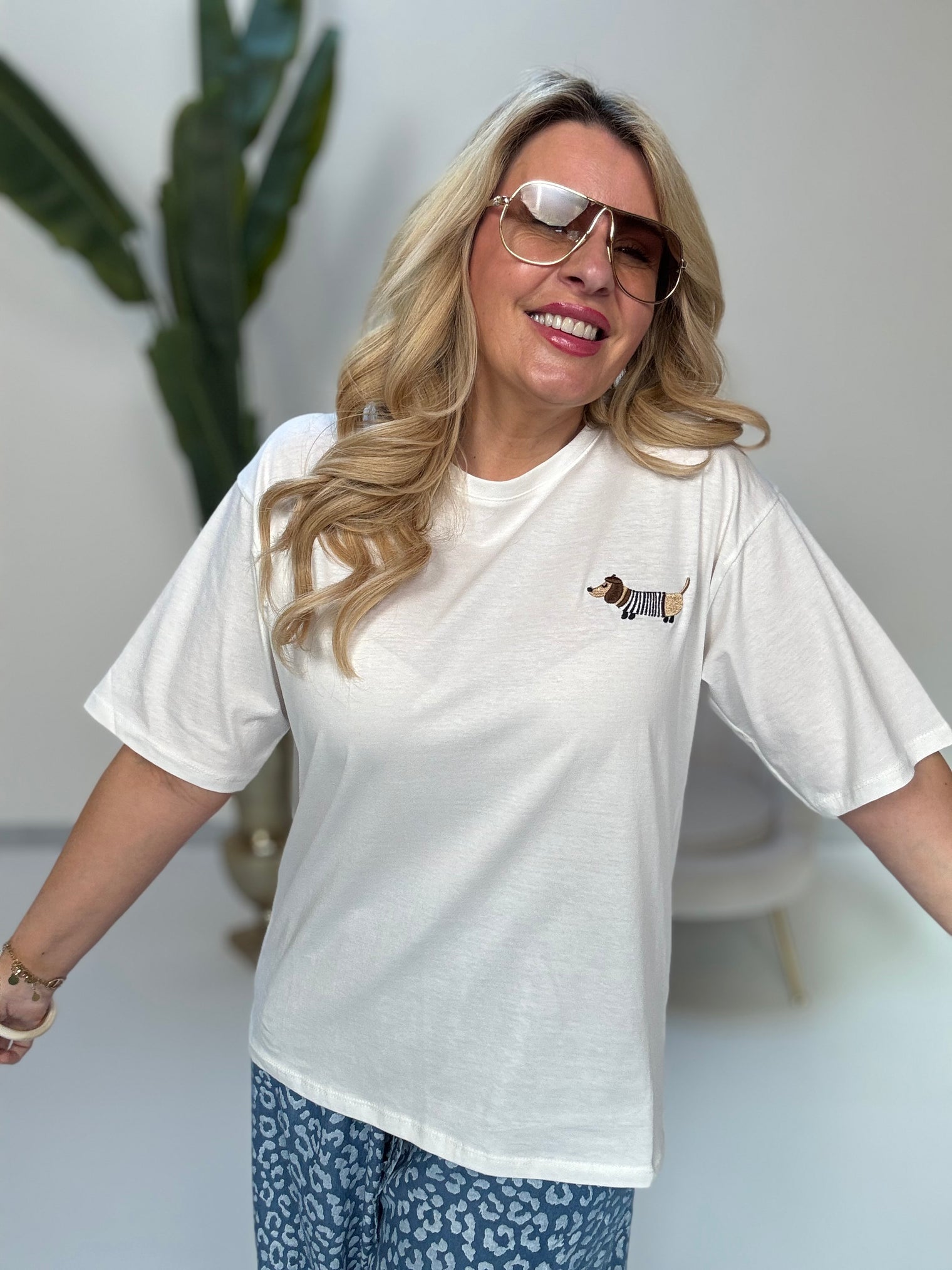 Statement Shirt weiß Dackel