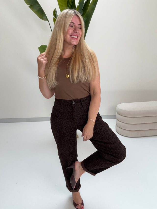 Stretch Mom Jeans DARK CHOCOLATE LEO