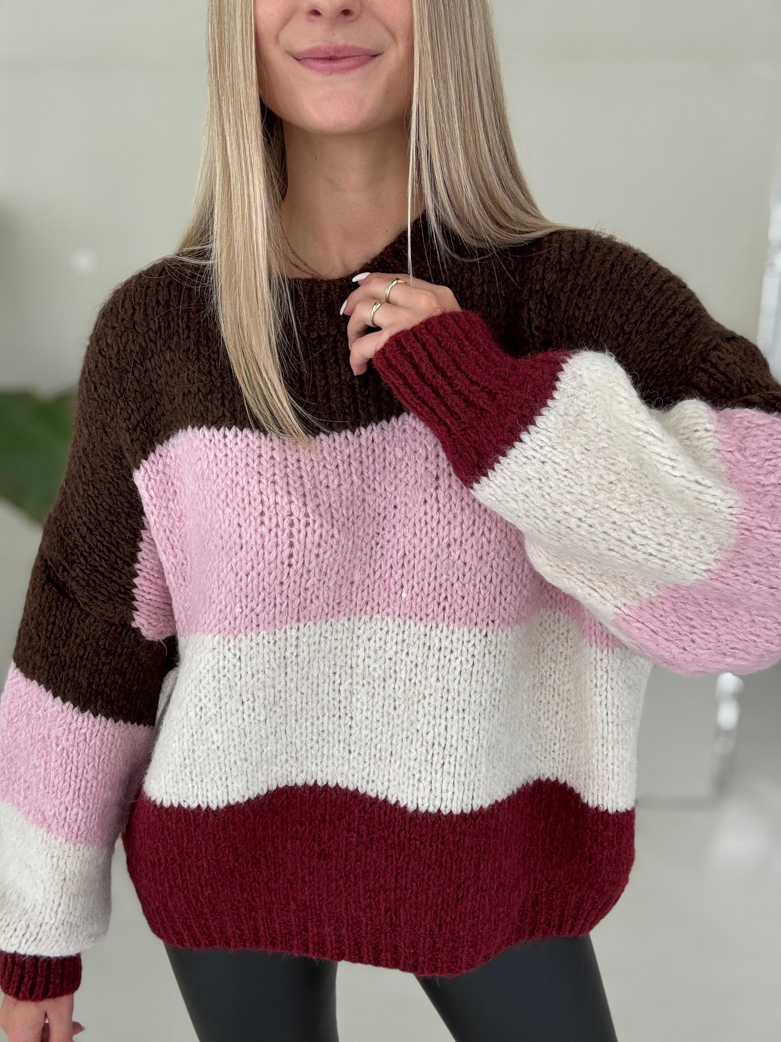 Signature Pullover MY LOVELY STRIPES burgundy/rose/creme/braun