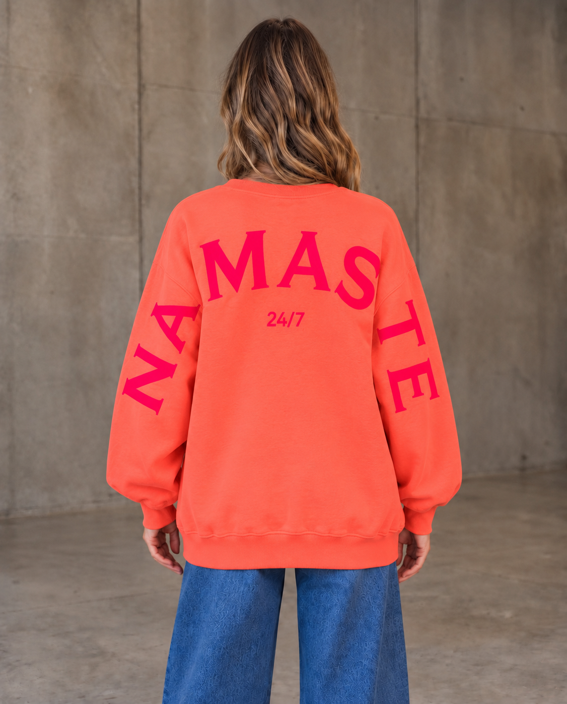 Sweater mit Rückenprint NAMASTE hot peach