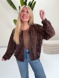 Blouson Spitzen Zipper Jacke LOME ME LACE chocolate