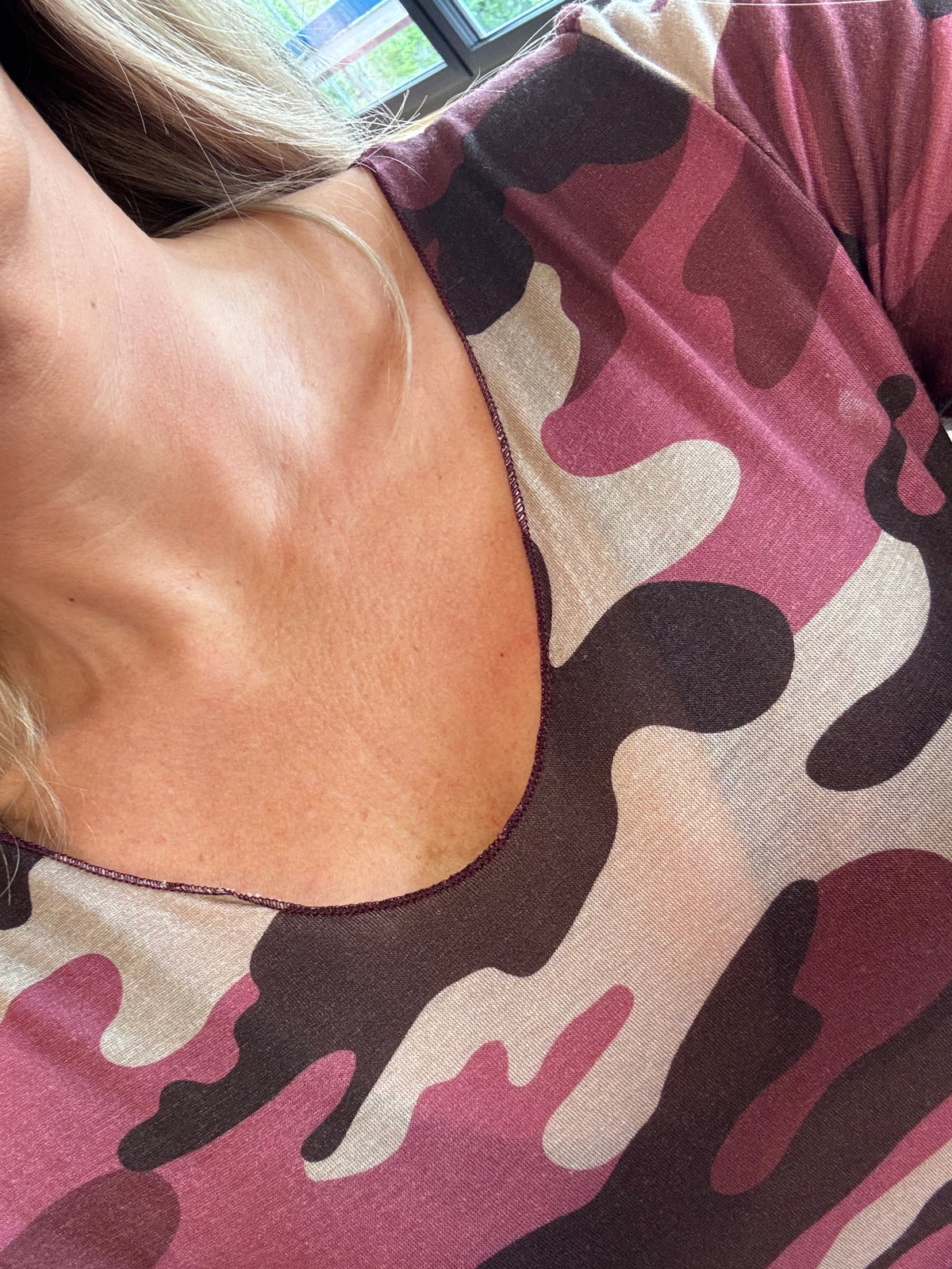 Camouflage Cashmere Langarmshirt cherry/burgundy/taupe