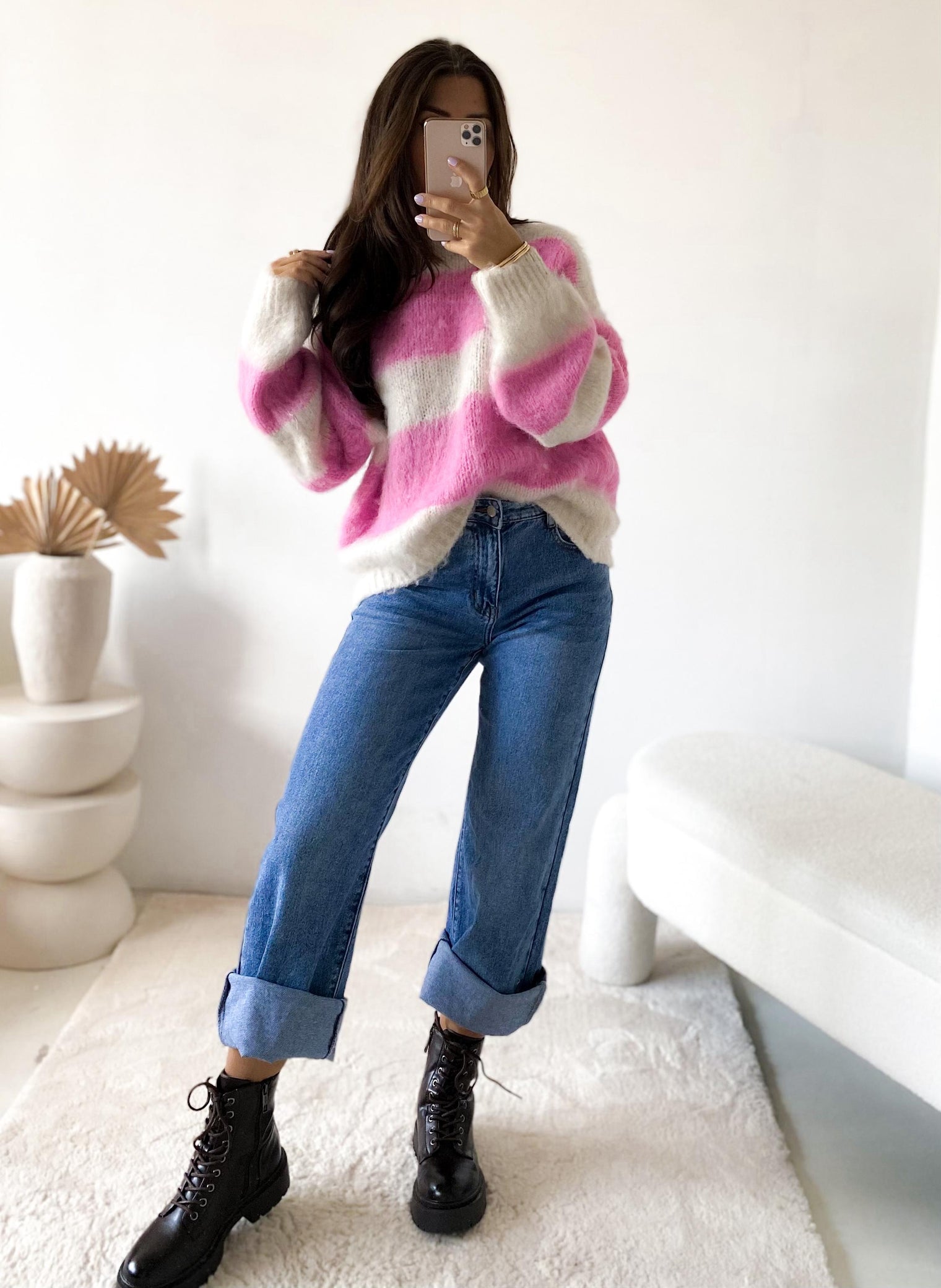 Pullover STRIPES creamy pink