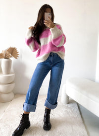 Pullover STRIPES creamy pink