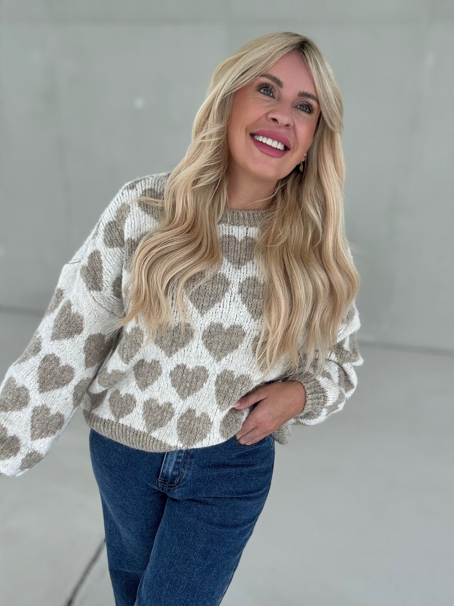 Signature Pullover BIG HEARTS creme&beige