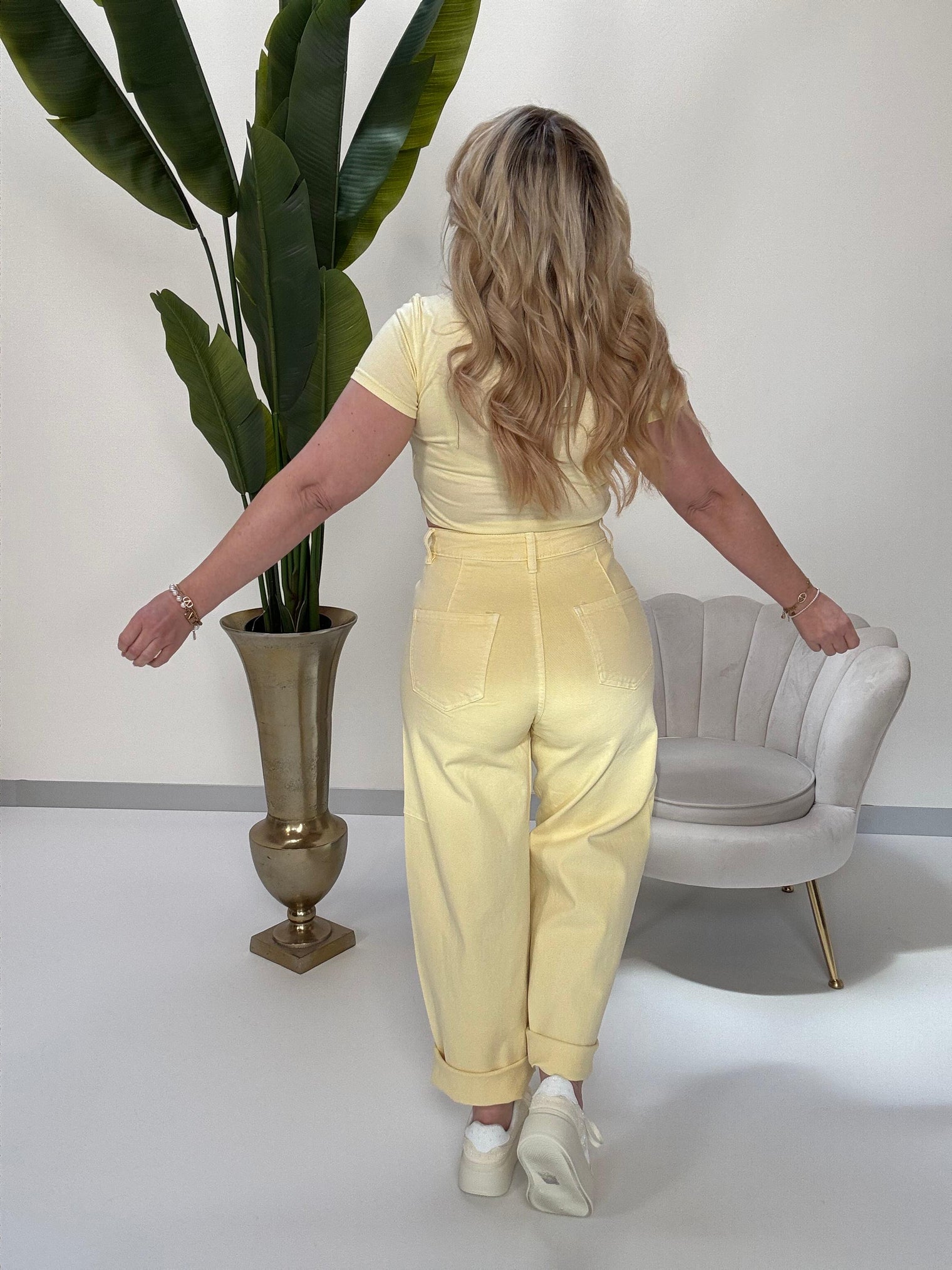 Barrel Jeans mit Stretch CRYSTAL & PEARL