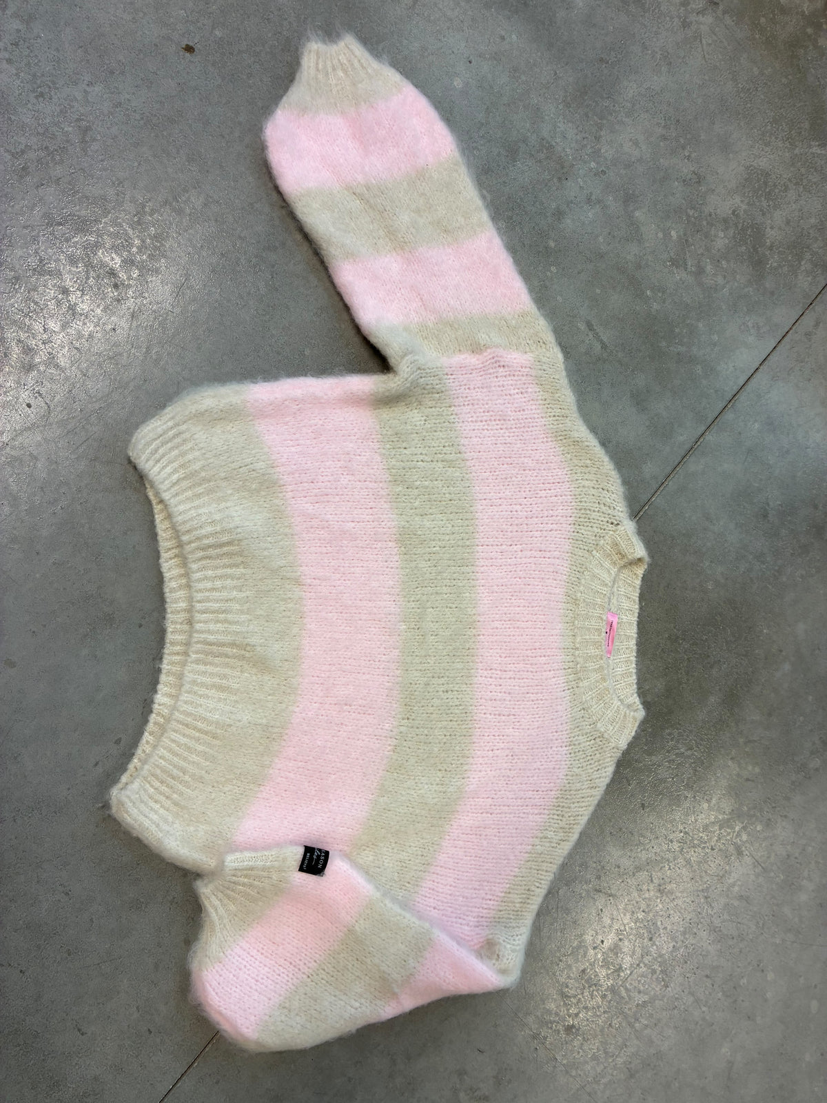 Strickpullover mit Patch beige/rosa
