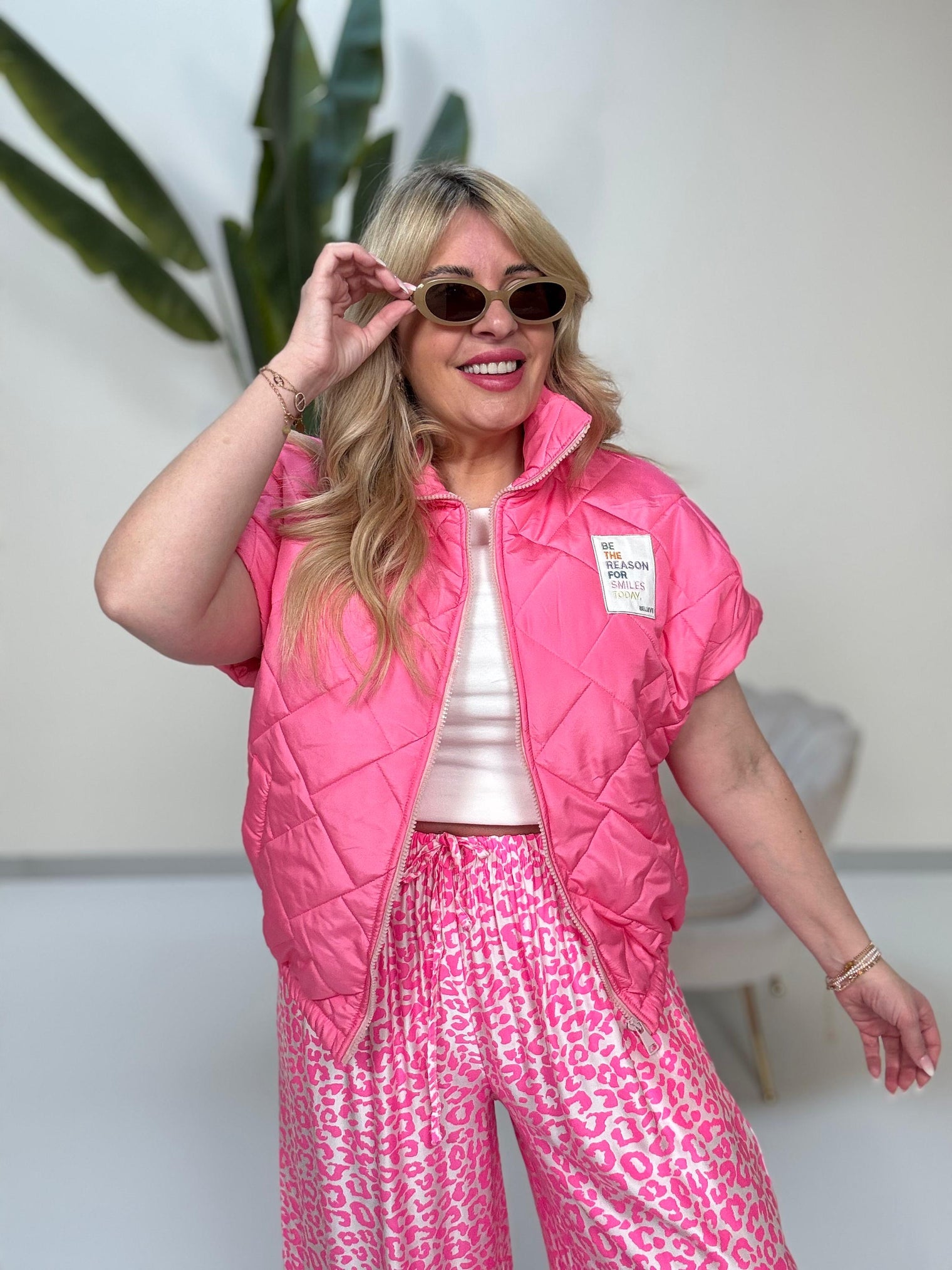 Wattierte Puffy Zipper Weste BE THE REASON FOR SMILES TODAY