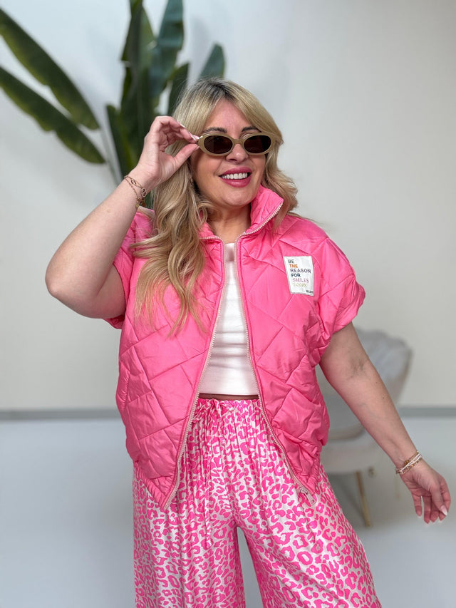 Wattierte Puffy Zipper Weste BE THE REASON FOR SMILES TODAY