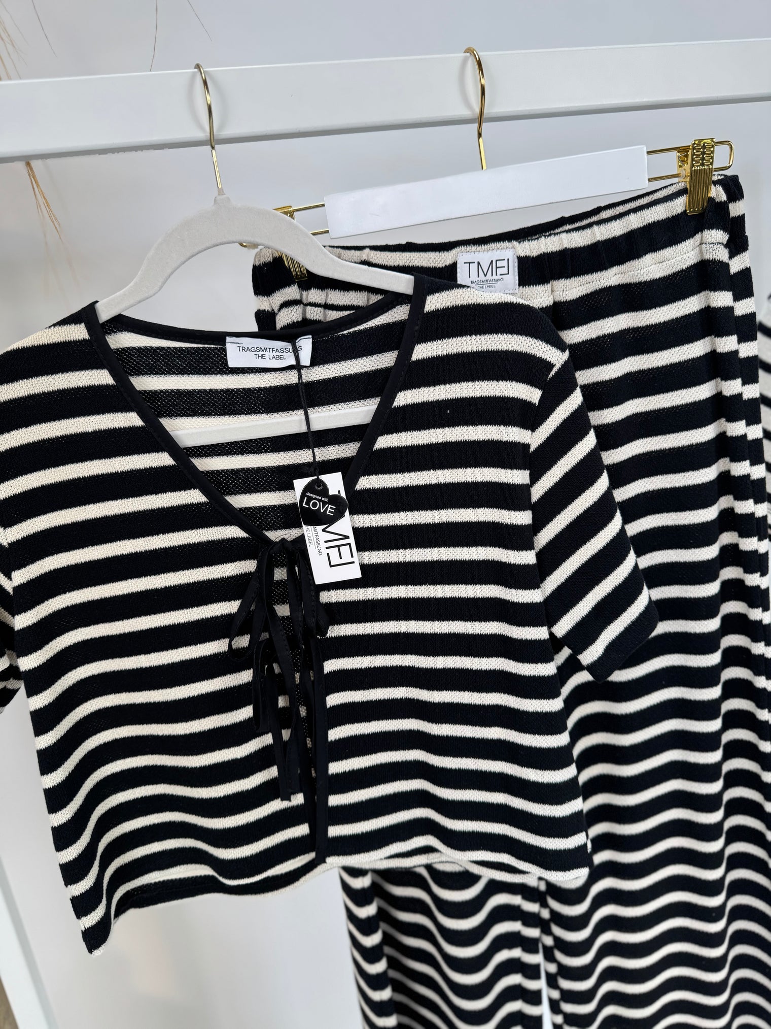 Shirt zum binden SCHWARZ/CREME
