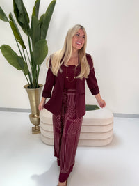 Luftige Sommerhose LUXURY CLEAN GIRL mit Seidenoptik burgundy