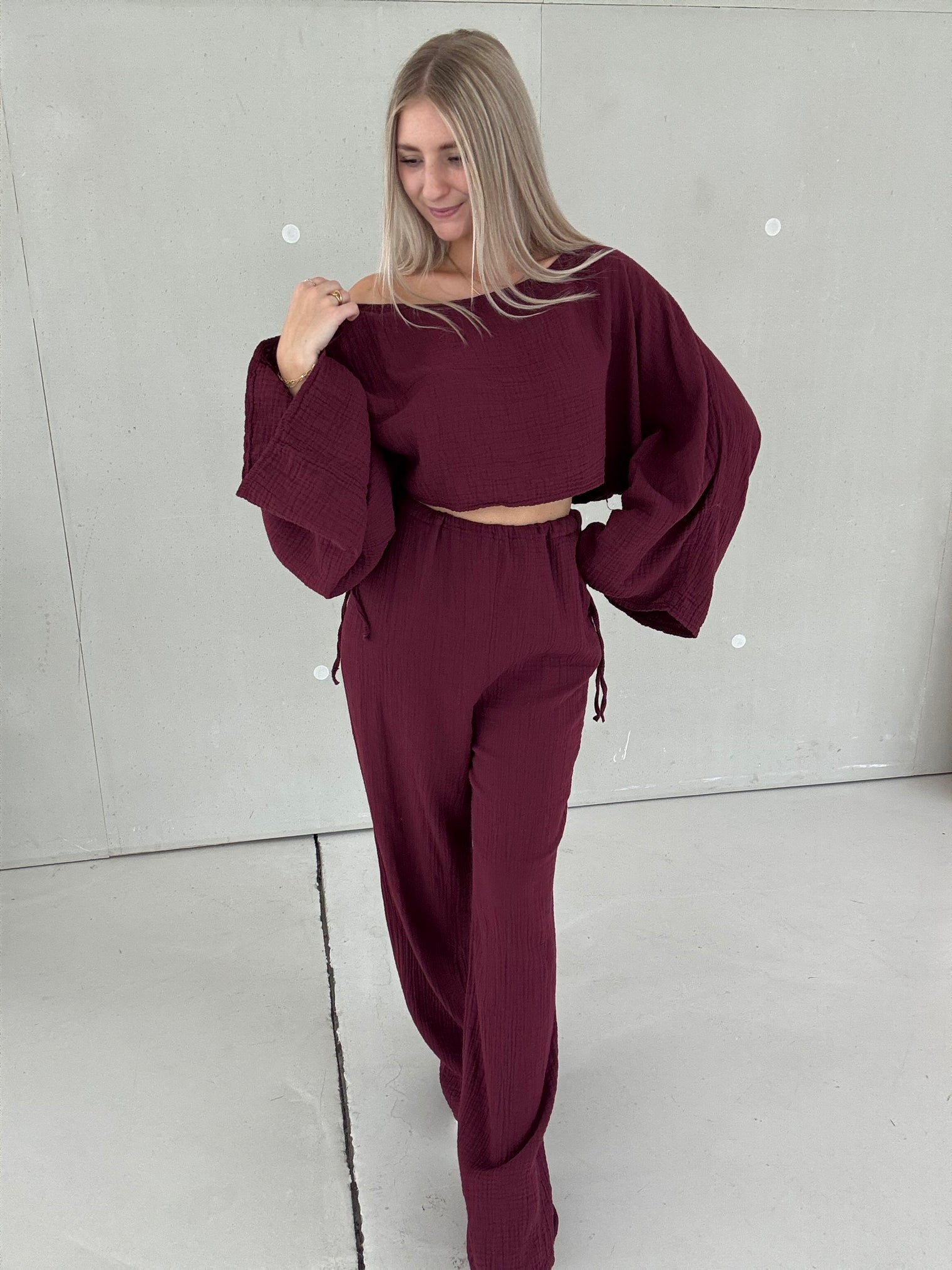 Musselin Set ROME burgundy