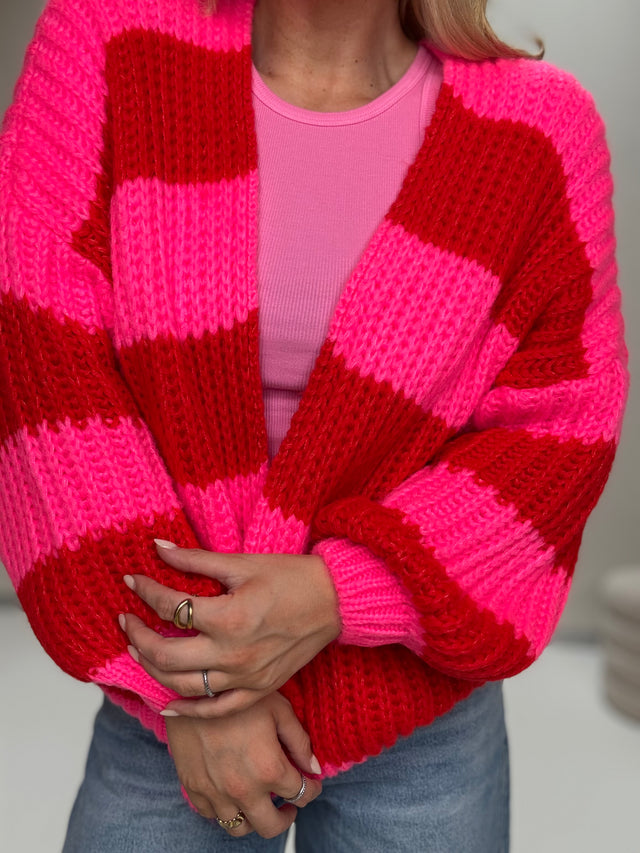 Strickjacke ONLY COZY VIBES pink/rot