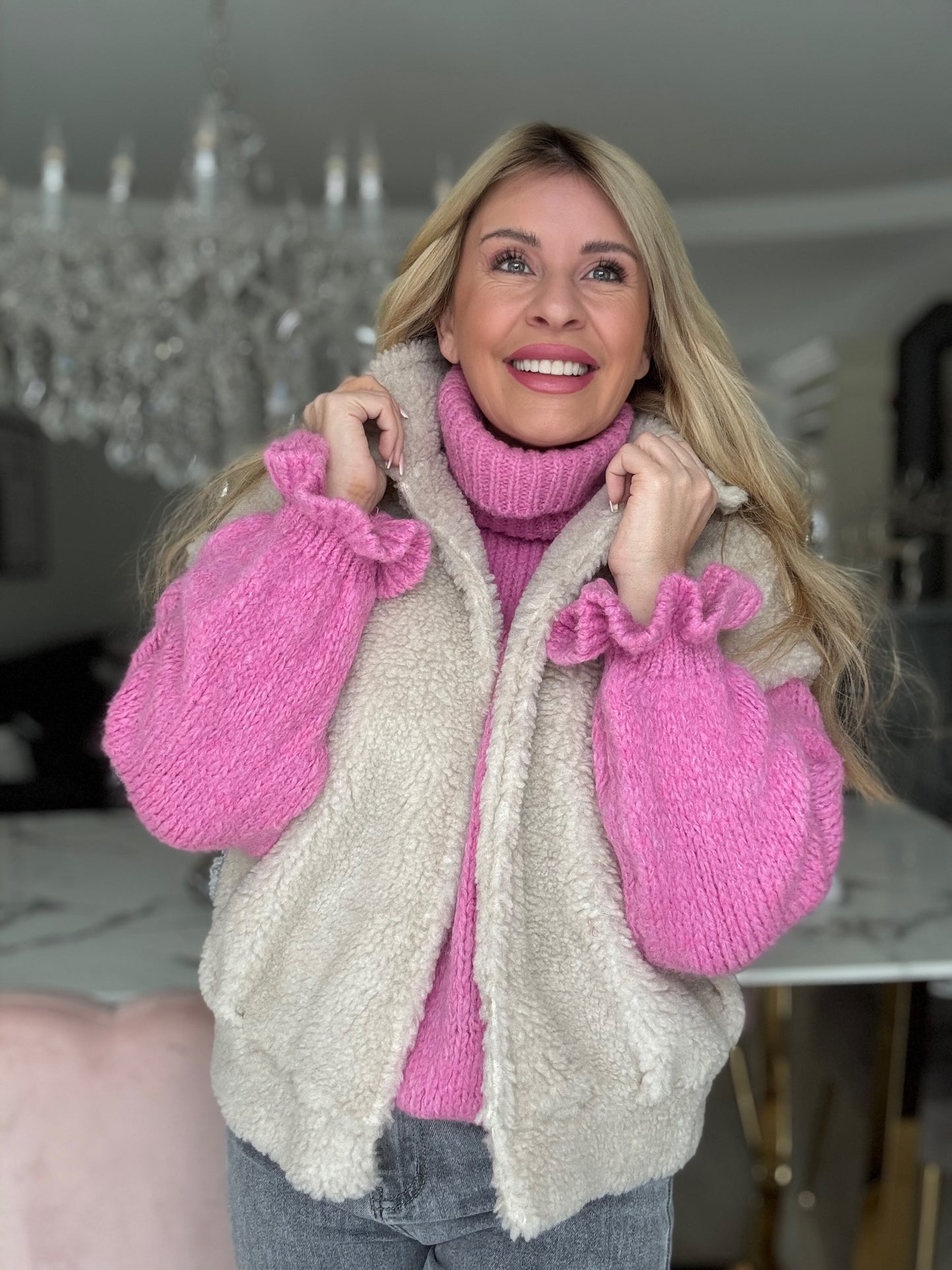 Pullover pink mit Rollkragen 2481