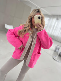 Teddyjacke pink/creme COZY FASHIONISTA mit Kapuze