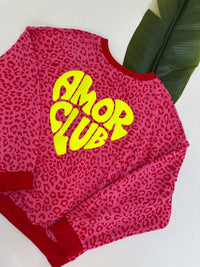 Sweater mit Rückenprint AMOR CLUB rot leo