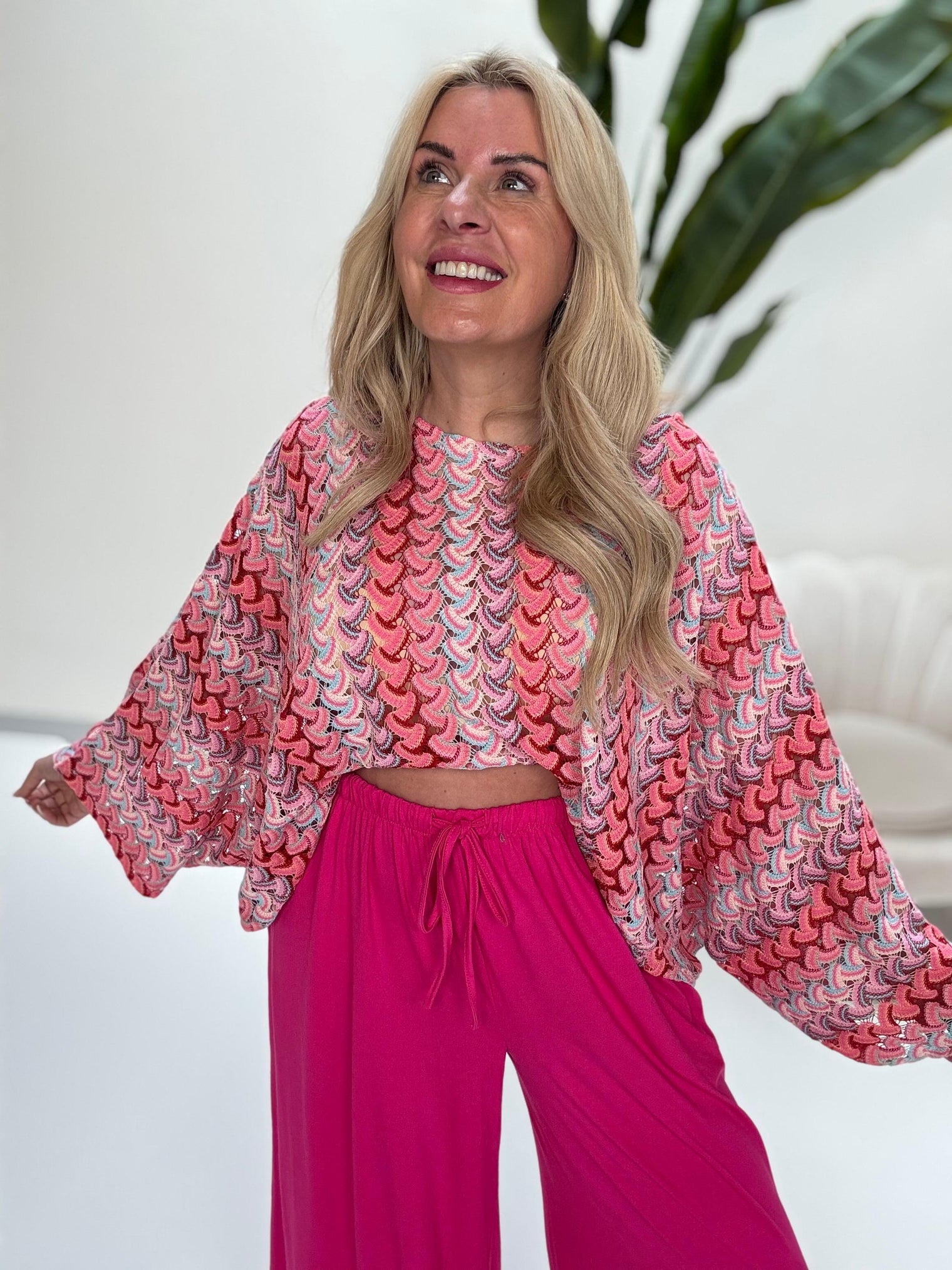 Strick Shirt SUMMER HOT pink multi