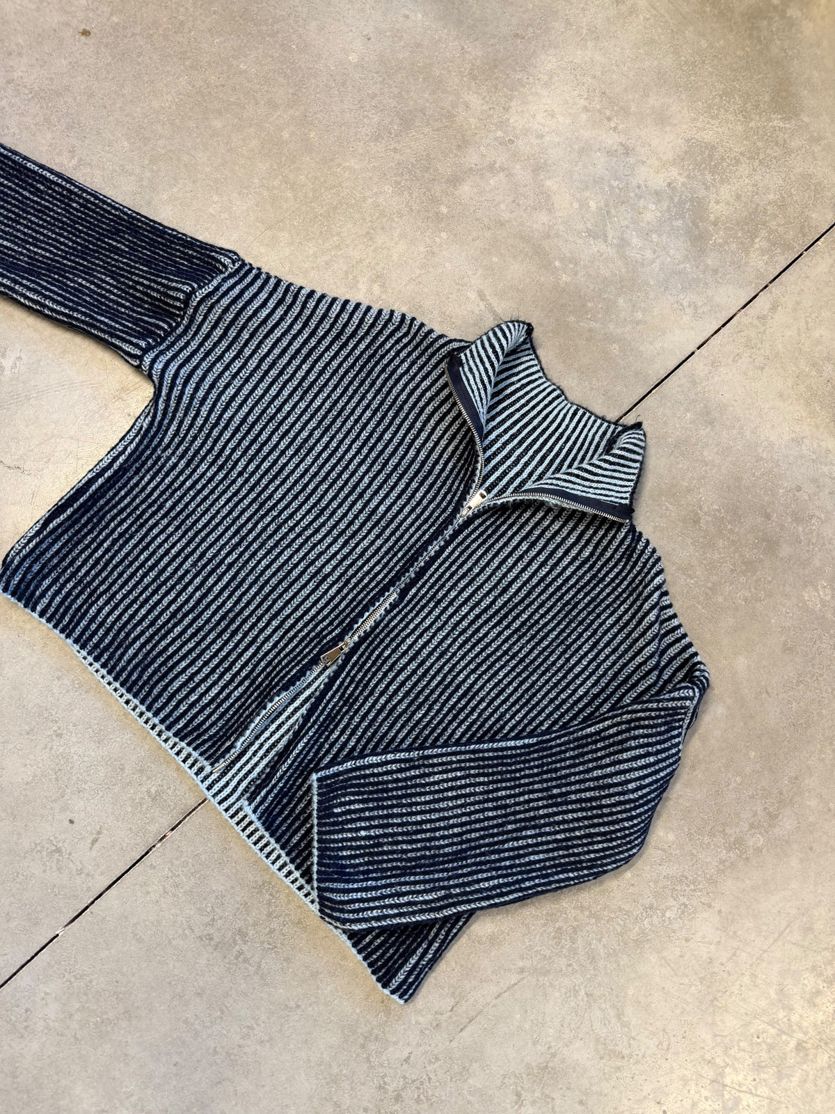 Strickjacke ZIPPER STRIPES navy