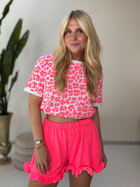 Basic Shirt weiß LEO POWER hot pink/orange
