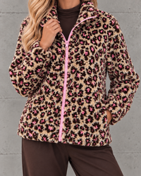 LEO Teddy Jacke  creme/burgundy/camel