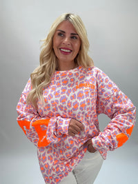 Sweater NAMASTE weiß | flieder/orange