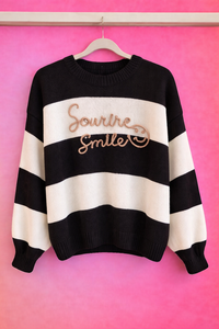 Pullover schwarz/weiß gestreift SMILE