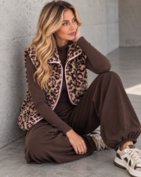 LEO Teddy Weste beige/braun/pink