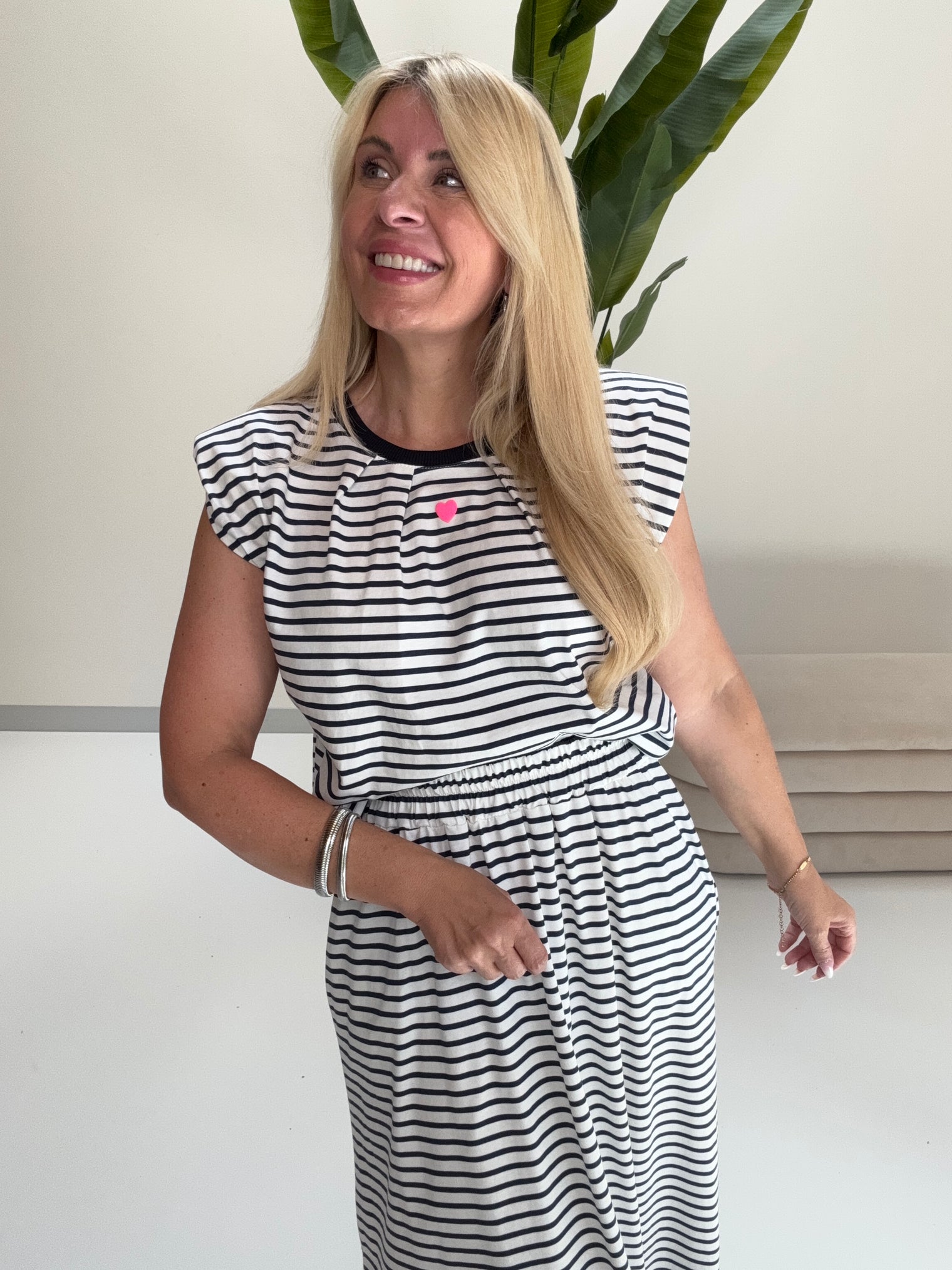 Statement Shirt mit leichten Schulterpolstern LITTLE HEART weiß/blueberry