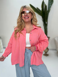 Musselin Bluse rosa SMALL STRIPES orange