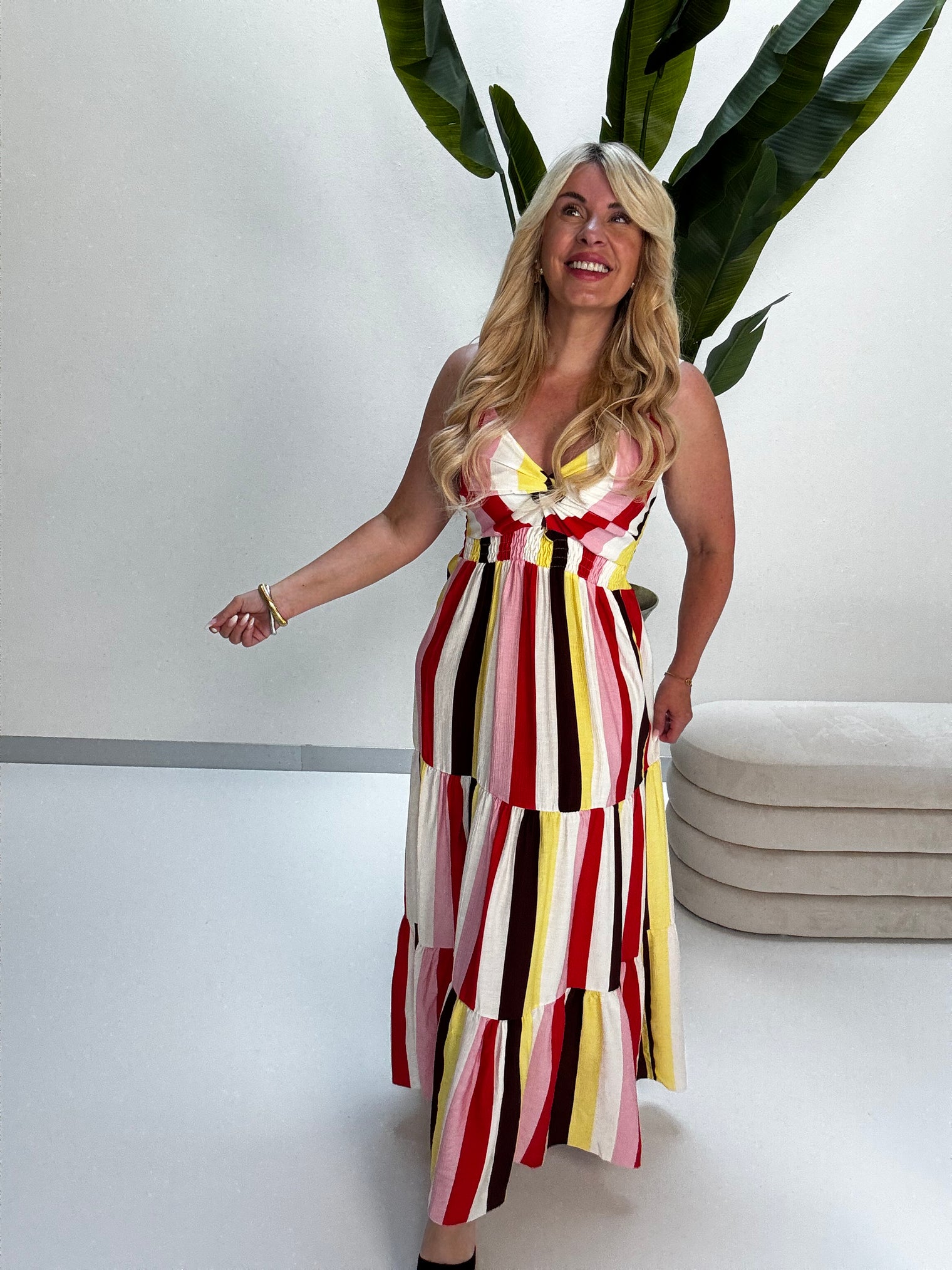 Luftiges Sommer Kleid FOREVER A BOHO GIRL rosa/weiß/buttermilk lemon/rot
