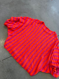 Oversize Strickpullover Stripes mit Alpakaanteil pink / orange