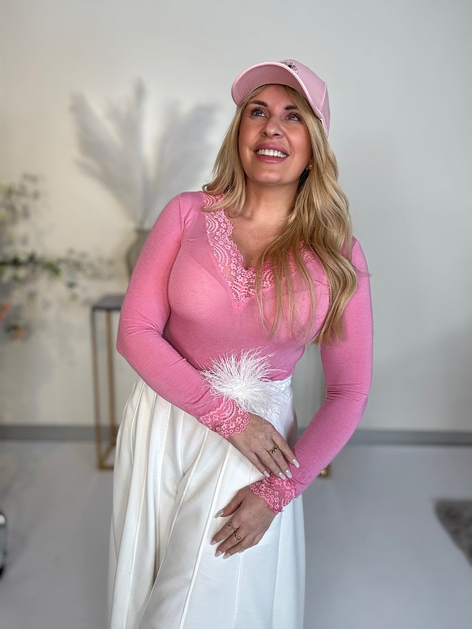 Stretchy Cashmere Langarmshirt Candy Pink