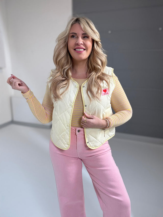 Puffy Weste SPRING LOVER mit Patch gelb