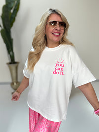 Kurz Arm Sweater you Can do it  CLUB weiß