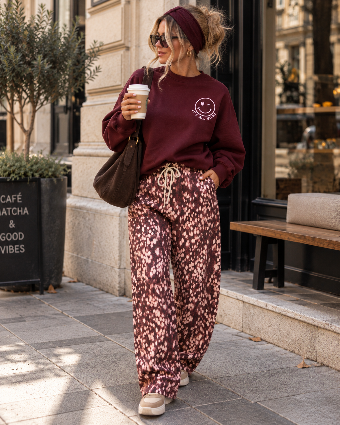 Stylische Barrel Hose REH burgundy