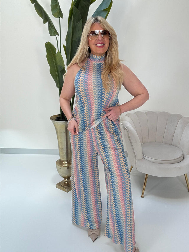 Hose ELEGANT MODE hellblau/dunkelblau/beige/rosa