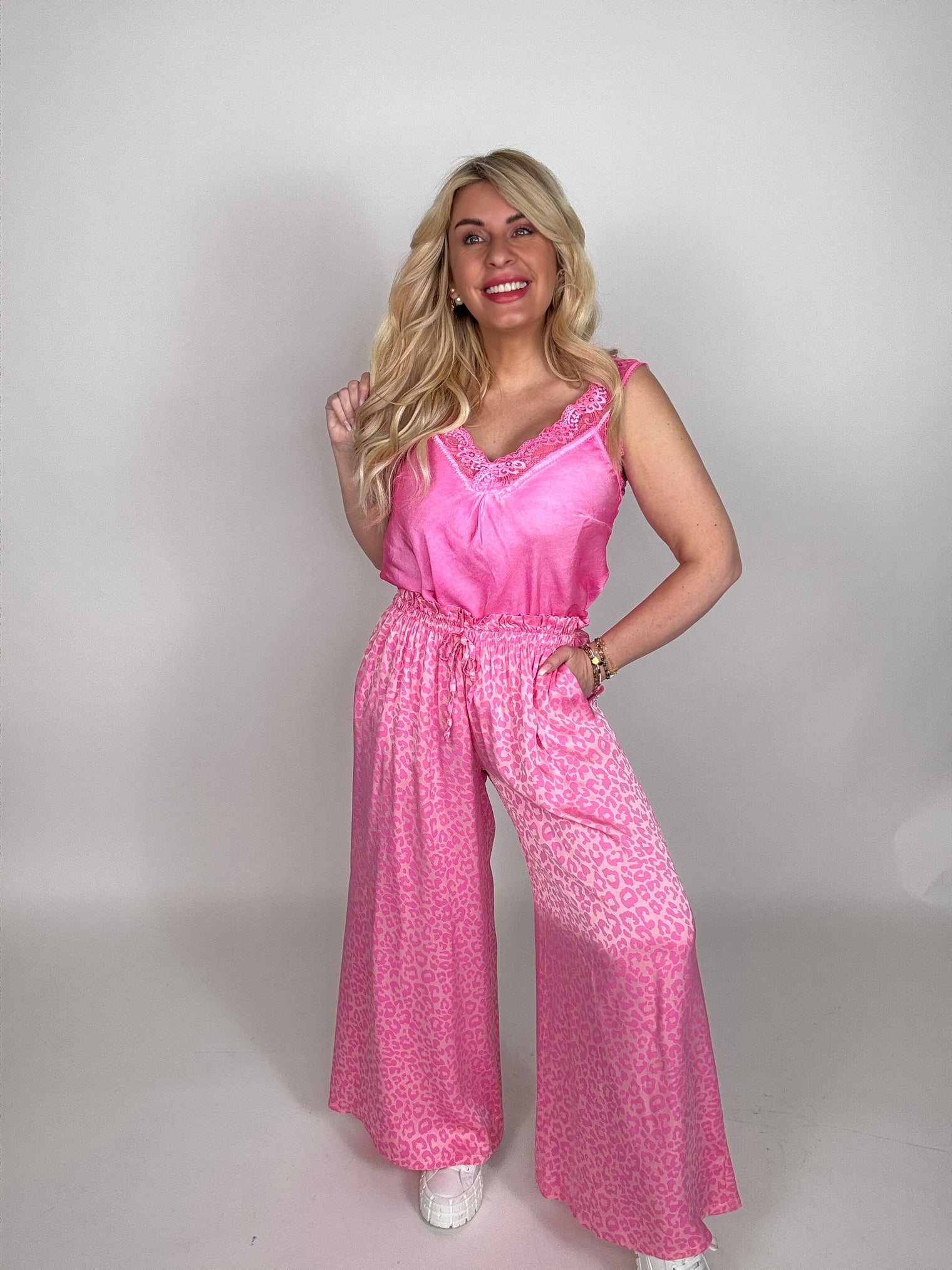 Stylische Hose mit Seide LEO LOVER rosa/ pink